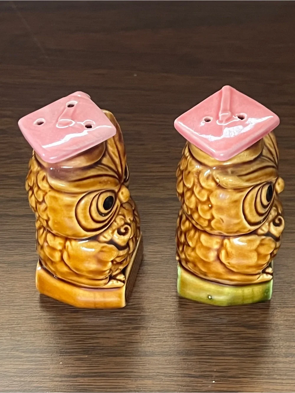 Vintage Ceramic Wise Owl Salt and Pepper Shakers - Made in Japan